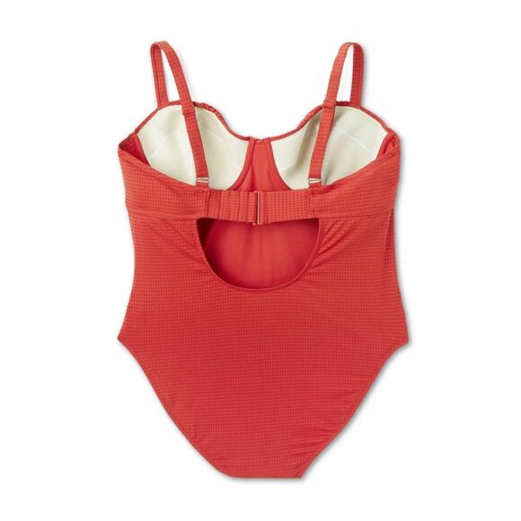 Rhode for Target Embossed Dot Ruffle Red One Piece Swimsuit Size XL - Picture 2 of 13